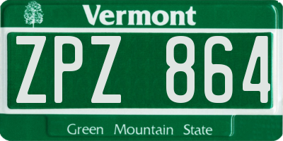 VT license plate ZPZ864