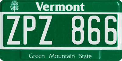 VT license plate ZPZ866