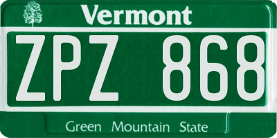 VT license plate ZPZ868