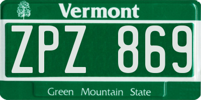 VT license plate ZPZ869