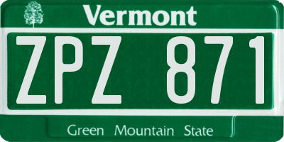 VT license plate ZPZ871