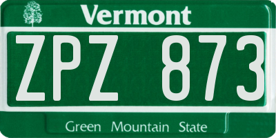 VT license plate ZPZ873