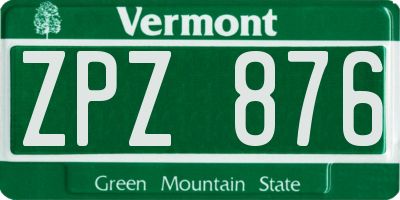 VT license plate ZPZ876