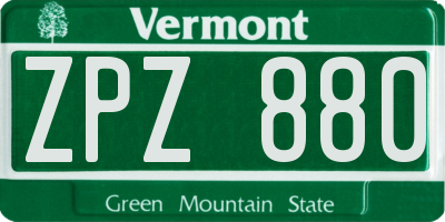 VT license plate ZPZ880