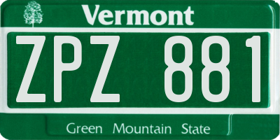 VT license plate ZPZ881