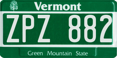 VT license plate ZPZ882
