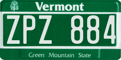 VT license plate ZPZ884