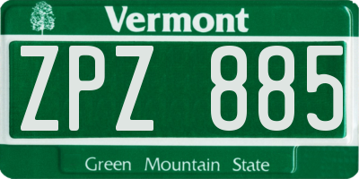 VT license plate ZPZ885