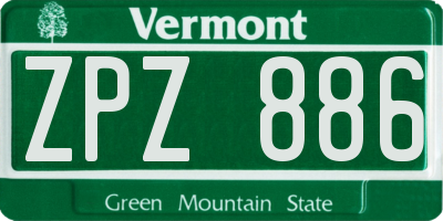 VT license plate ZPZ886