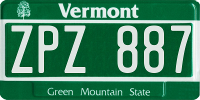 VT license plate ZPZ887