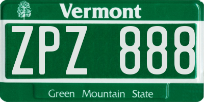 VT license plate ZPZ888