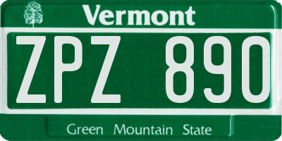 VT license plate ZPZ890