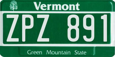 VT license plate ZPZ891