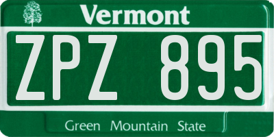 VT license plate ZPZ895