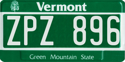 VT license plate ZPZ896