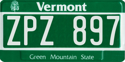 VT license plate ZPZ897