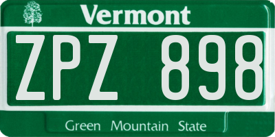 VT license plate ZPZ898