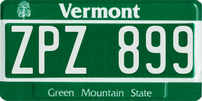 VT license plate ZPZ899