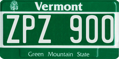 VT license plate ZPZ900