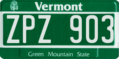 VT license plate ZPZ903