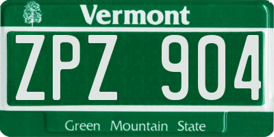 VT license plate ZPZ904