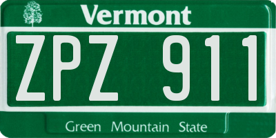 VT license plate ZPZ911