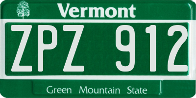 VT license plate ZPZ912