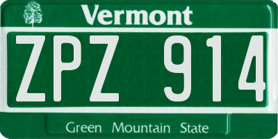 VT license plate ZPZ914