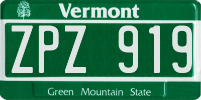 VT license plate ZPZ919