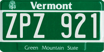 VT license plate ZPZ921