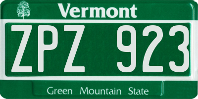 VT license plate ZPZ923