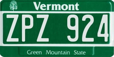 VT license plate ZPZ924
