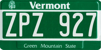 VT license plate ZPZ927