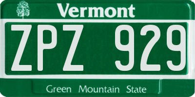 VT license plate ZPZ929
