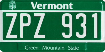 VT license plate ZPZ931