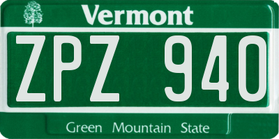 VT license plate ZPZ940