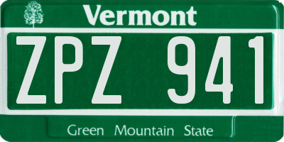 VT license plate ZPZ941