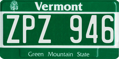 VT license plate ZPZ946