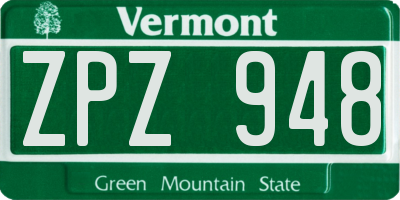 VT license plate ZPZ948