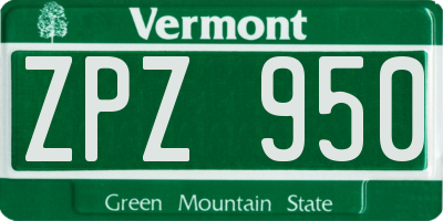 VT license plate ZPZ950