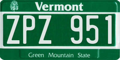 VT license plate ZPZ951