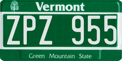 VT license plate ZPZ955