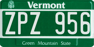 VT license plate ZPZ956