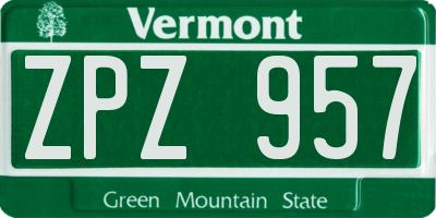 VT license plate ZPZ957