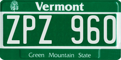VT license plate ZPZ960