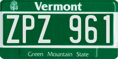 VT license plate ZPZ961