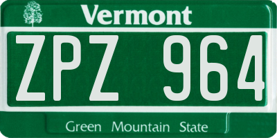 VT license plate ZPZ964