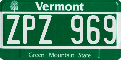 VT license plate ZPZ969