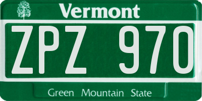 VT license plate ZPZ970