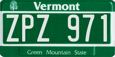 VT license plate ZPZ971